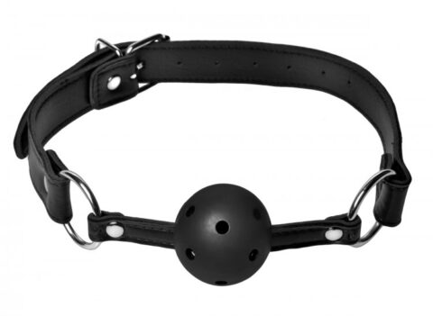 מחסום פה גאג בול נושם רצועה דמוי עור XR Brands - Breathable Ball Gag