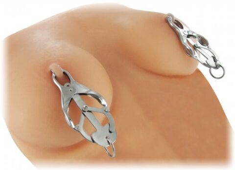 מצבטים לפטמות יפניים מבית XR Brands - Ringed Monarch Clover Style Nipple Vice