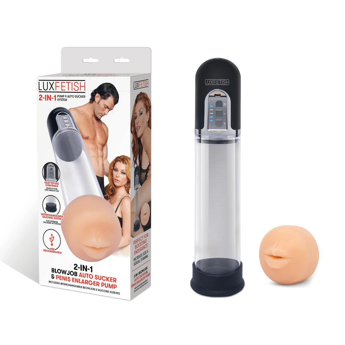 משאבת פין אוטומטית Lux Fetish – 2-in-1 Blowjob Auto Sucker & Penis Enlarger Pump